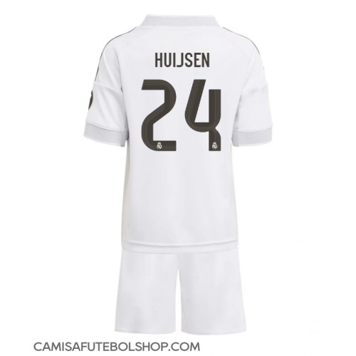 Camisa de time de futebol Real Madrid Dean Huijsen #24 Replicas 1º Equipamento Infantil 2025-26 Manga Curta (+ Calças curtas)